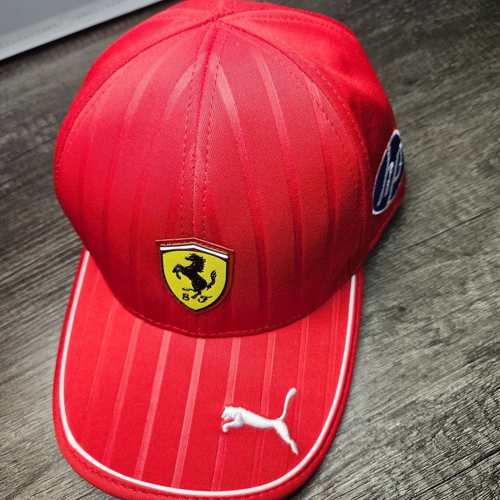 Puma Scuderia Ferrari HP F1 Team Red Baseball Cap Adjustable Striped Brand New